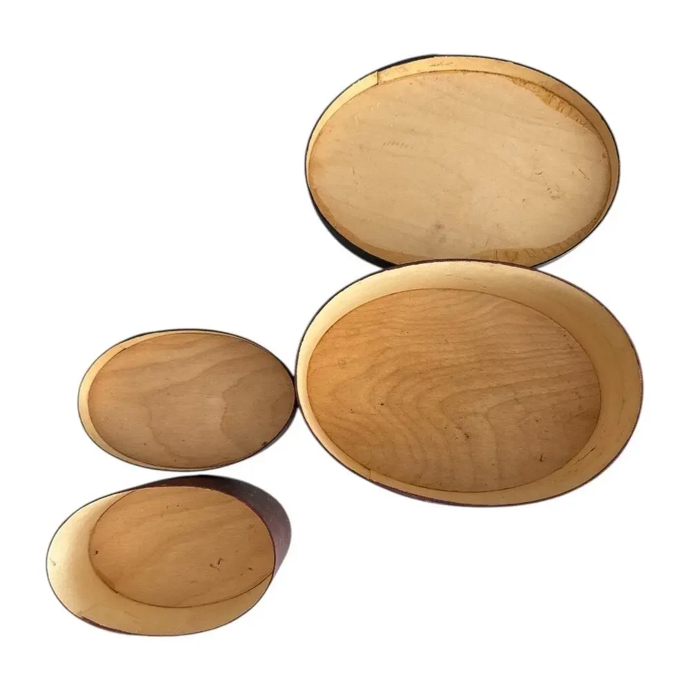 Set of Two Shaker Style Oval Balsa Boxes Heart Lids